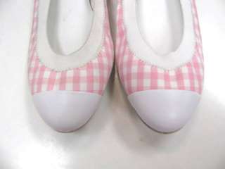 Authentic CHANEL Pink Gingham Ballet Flats Shoe  