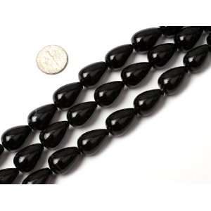  13x18mm drop shape smooth surface black agate beads strand 