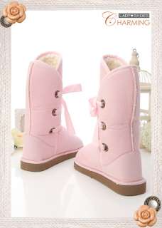 Womens Australian Lace Up Faux Sheepskin Mid Boots Baby Pink Free 