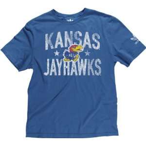  Kansas Jayhawks Vintage T Shirt: adidas Blue Crackle Print 