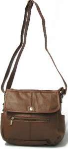 Genuine Leather Sling Messenger Purse Brown NWT Travel Shoulder Bag 