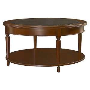  Traditional Round Cherry Cocktail Table with Glass Top 