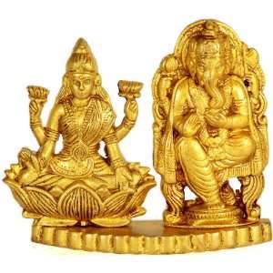 Goddess Lakshmi with Ganesha   Brass Sculpture