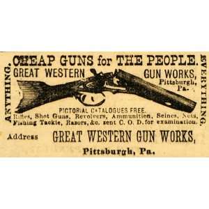 1882 Ad Great Western Gun Works Rifle Firearms Revolver   Original 