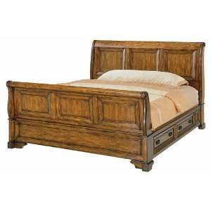  Chesterfield Sleigh Bed Headboard in Distressed Chestnut 