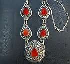TURKOMAN TRADITIONAL RED CARNELIAN TURQUOISE CORAL SILV
