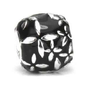 Moress Starry Night Black Enamel European Charm Bracelet Bead, Solid 