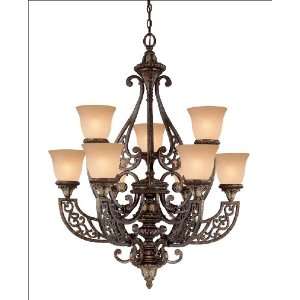 Light Chandelier   New Tortoise Shell w/Silver Finish  Tinted Scavo 