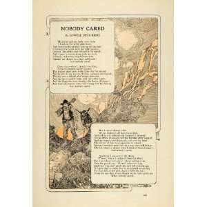  1914 Print Nobody Cared Poem Lowell Otus Reese Poetry Gold 