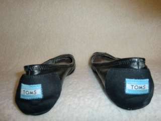 TOMS Camila Black Leather Ballet Flats sz. W 10  