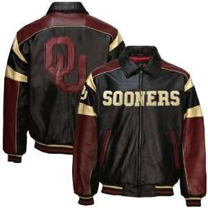  Oklahoma Sooners Black Elite Leather Jacket: Sports 
