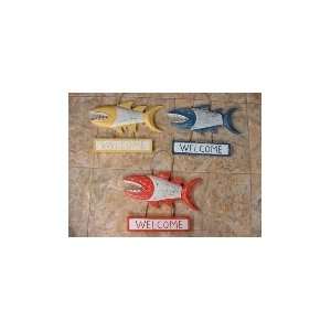  WELCOME SHARK ATTACK SIGN 15 BLUE   NAUTICAL DECOR: Home 