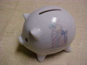 1986 Precious Moments Piggy Shape Figural coin Bank  