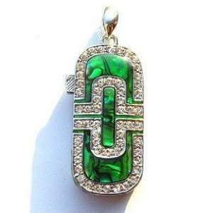   Green Crystal Simple Style USB Flash Drive with Necklace Electronics