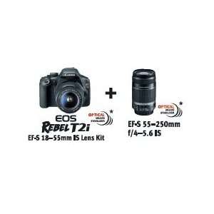  Canon EOS Rebel T2i EF S 18 55mm IS & 55 250mm IS Kit 