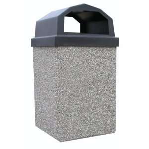   Lid Outdoor Concrete Garbage Can with Ashtray (Gray)