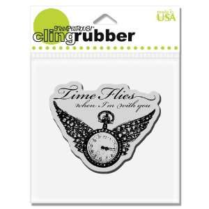   Cling Rubber Stamp, Winged Timepiece Image: Arts, Crafts & Sewing