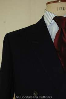 SUPERB H HUNTSMAN & SONS SAVILE ROW BESPOKE DOUBLE BREASTED NAVY SUIT 