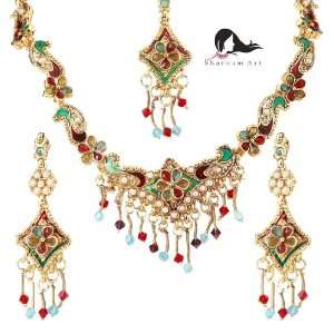   Necklace Set with Matching Pair of Earring and Maang Tika Jewelry