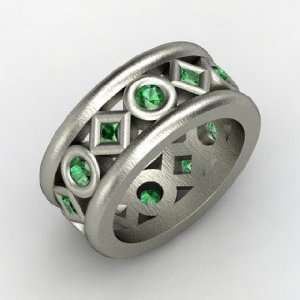  Tigranes The Great Ring, 14K White Gold Ring with Emerald 