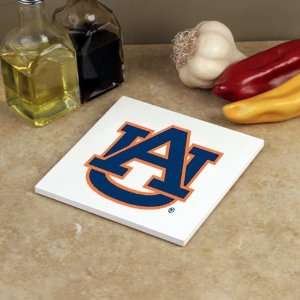  Auburn Tigers White 5.75 Square Absorbent Stone Trivet 