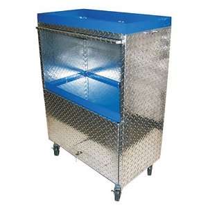   42 Inch High Storage Cart with 4 Casters and 2 Hideaway Lockable Doors