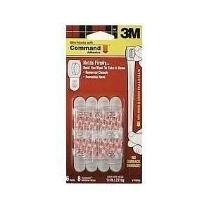  Command Mini Hooks w/Adhesive 1 x .5 6/Pkg: White: Arts 