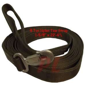  Tow Strap Rope Tie Down w/ Hook & Loop 22 FT   OD Green: Automotive