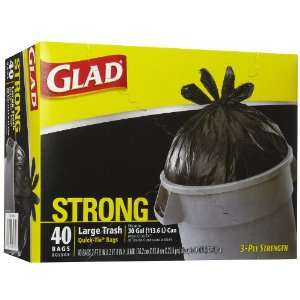  Glad Trash Quick Tie Black 40ct, 30 Gal: Health & Personal 