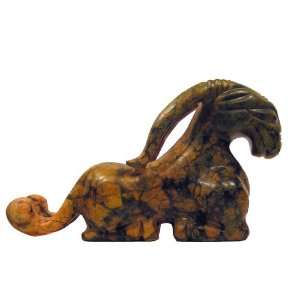  Jade Sculpture Exquisite Mythical Yellow Dragon 2 Tails 