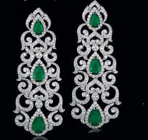 Royal Splendor  6.56ct Diamond & Emerald Danglers  