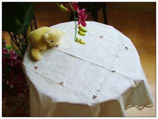 Elegant Hand Batten Lace Ribbon Embroidery Table Cloth  