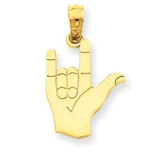  14k I Love You Hand/ Sign Language Pendant: Jewelry
