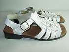 WOMENS NEW WHITE LEATHER FADED GLORY SANDALS COMFORT SU