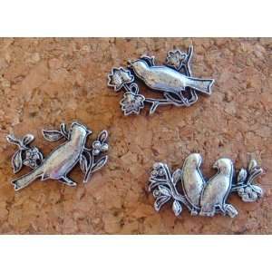 Summer Sale and*FREE SHIPPING*Antique Silver Birds Push Pins   Set of 