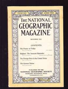 National Geographic September 1914 good France Belgium Germany  