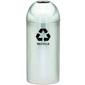   Recycling Container, Polished Chrome with Recycle Logo Color Polished