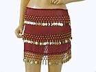 maroon coin hip scarf belly dance wear attire costume one