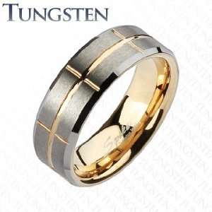   Wedding Band Brushed Center Rose Gold Cross Grooved Ring (11): Jewelry