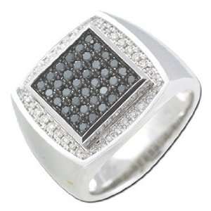  Gold 0.89cttw Black and White Diamond Mens Fashion Ring: Jewelry