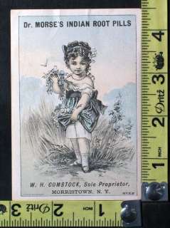 Antique Dr. Morses Indian Root Pills Victorian Trade Card   Girl with 