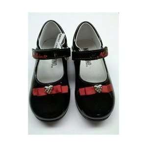   : Moschino   Childrens Shoes for Girl in Black Wirh Red Ribbon: Baby