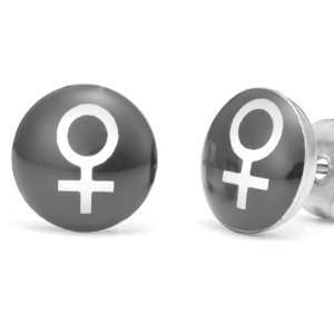   Symbol Stainless Steel Black Stud Earrings   Free Shipping: Jewelry