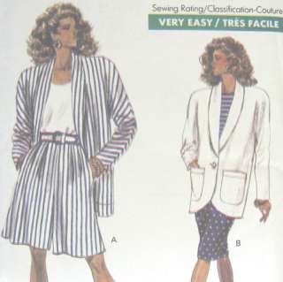   Shorts Straight Skirt Pattern Shawl Collar Easy Vogue 7481  
