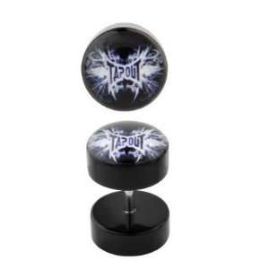316L Surgical Steel   Acrylic   Dark Tapout Design Fake Plugs   18g 