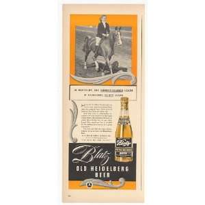  1940 KY Thoroughbred Horse Blatz Old Heidelberg Beer Print 