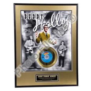 Buddy Holly Not Fade Away 50th anniversary framed gold record