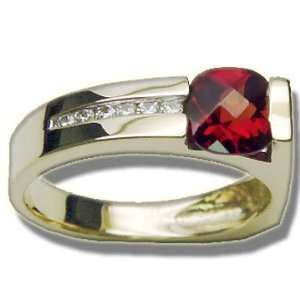  .09 ct Checkercut Ladies Garnet Ring Jewelry