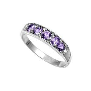    Sterling Silver CZ Amethyst baby or pinky ring Size 3: Jewelry