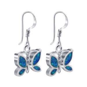   Created Opal Butterfly French Hook Back Finding Earrings: Jewelry